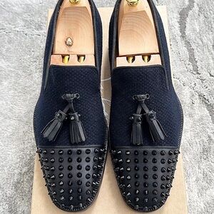 Men's Black Studded Loafers